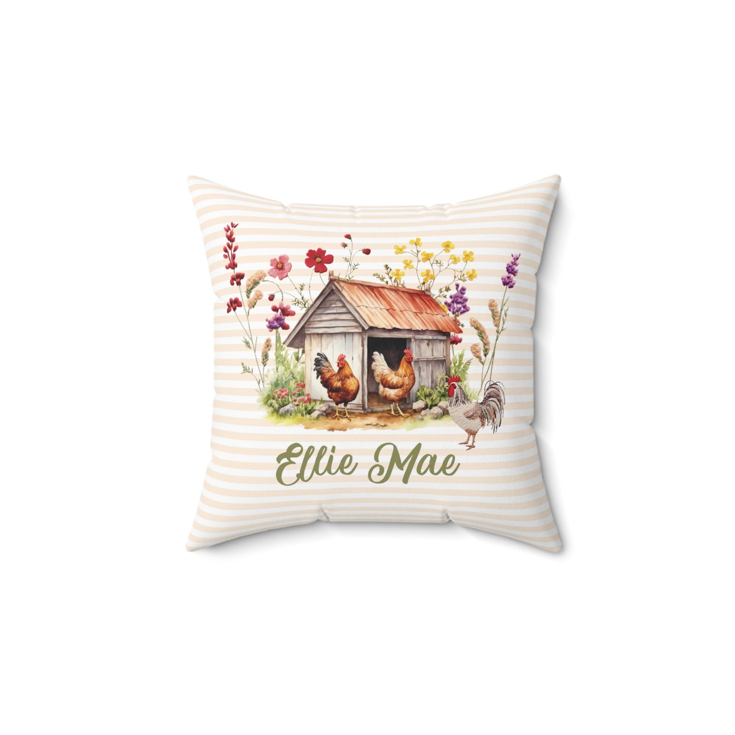 Chicken Coop Charm; Custom - Spun Polyester Square Pillow