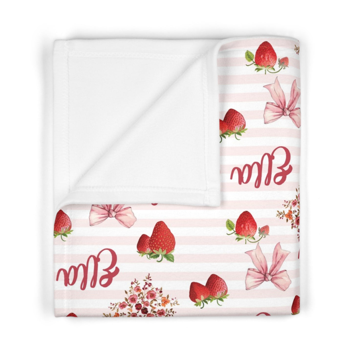 Bountiful Berries and Bows; Custom Pattern - Soft Fleece Baby Blanket