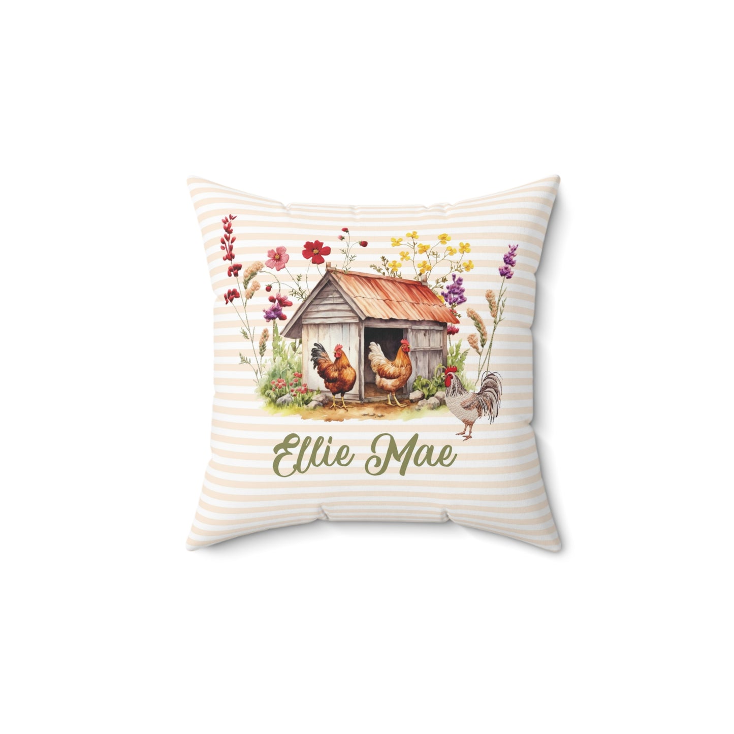 Chicken Coop Charm; Custom - Spun Polyester Square Pillow