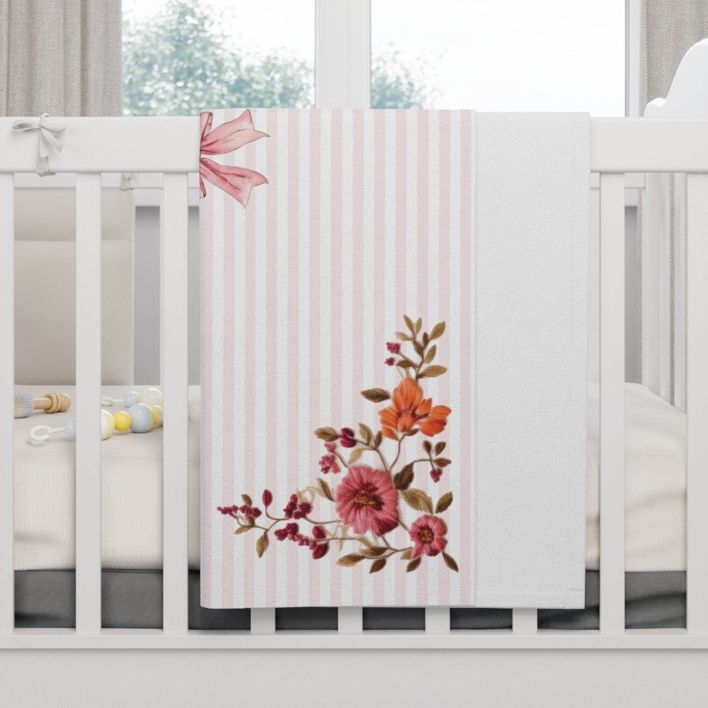 Bountiful Berries and Bows; Custom - Soft Fleece Baby Blanket