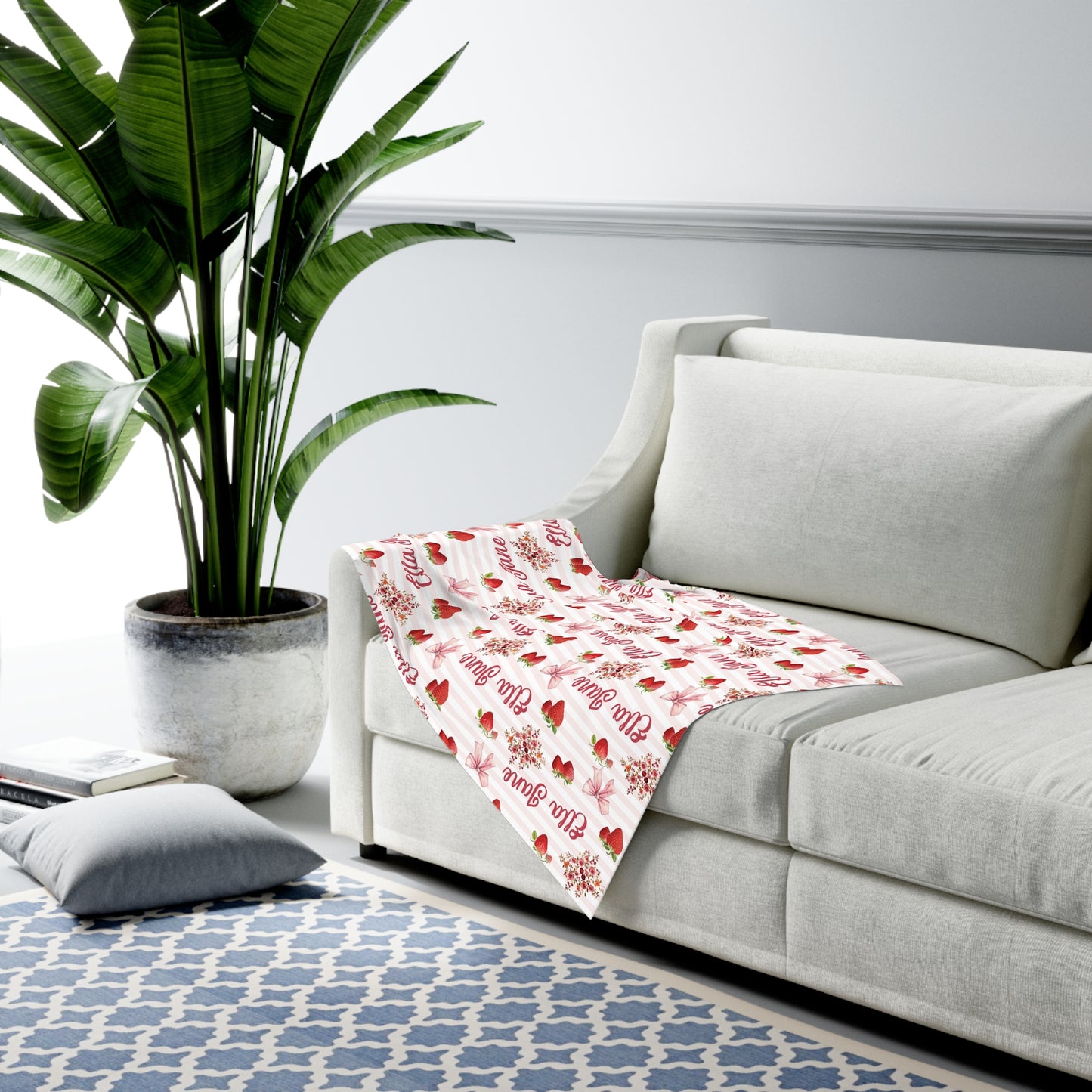 Bountiful Berries and Bows; Custom Pattern - Baby Swaddle Blanket