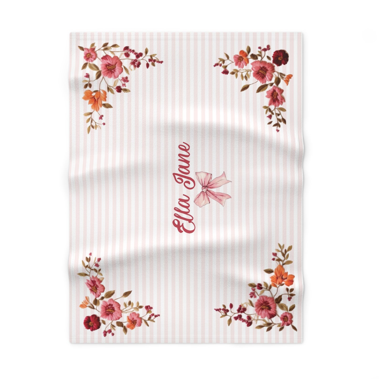 Bountiful Berries and Bows; Custom - Soft Fleece Baby Blanket