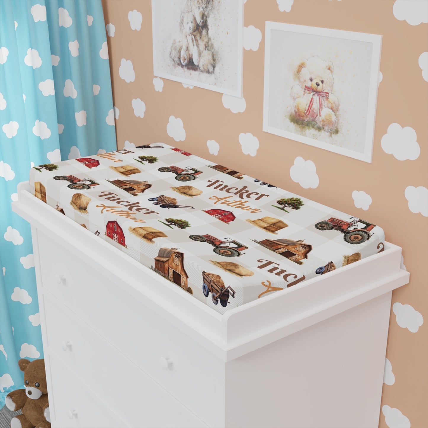 Barnyard Bliss; Custom Pattern - Baby Changing Pad Cover