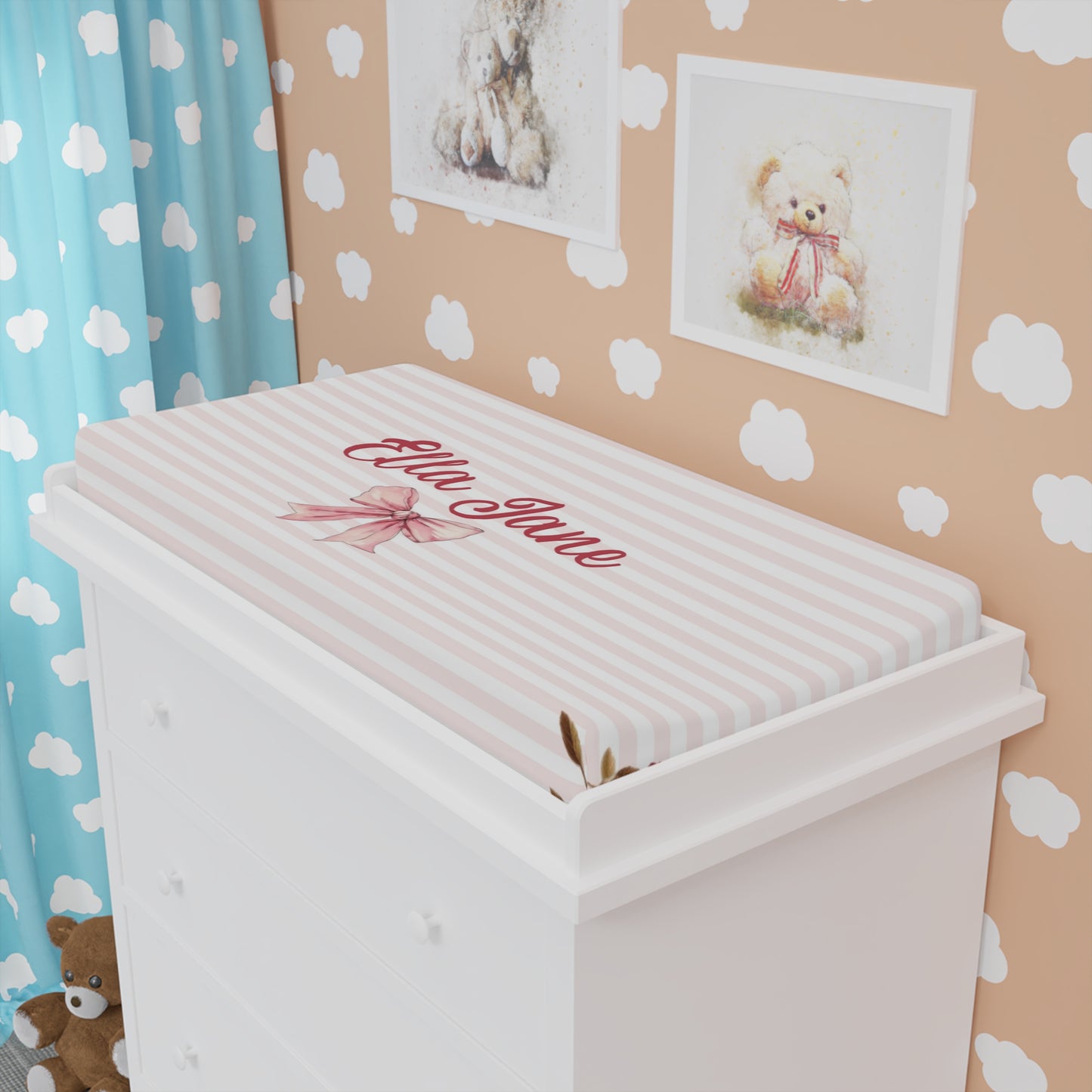 Bountiful Berries and Bows; Custom - Baby Changing Pad Cover