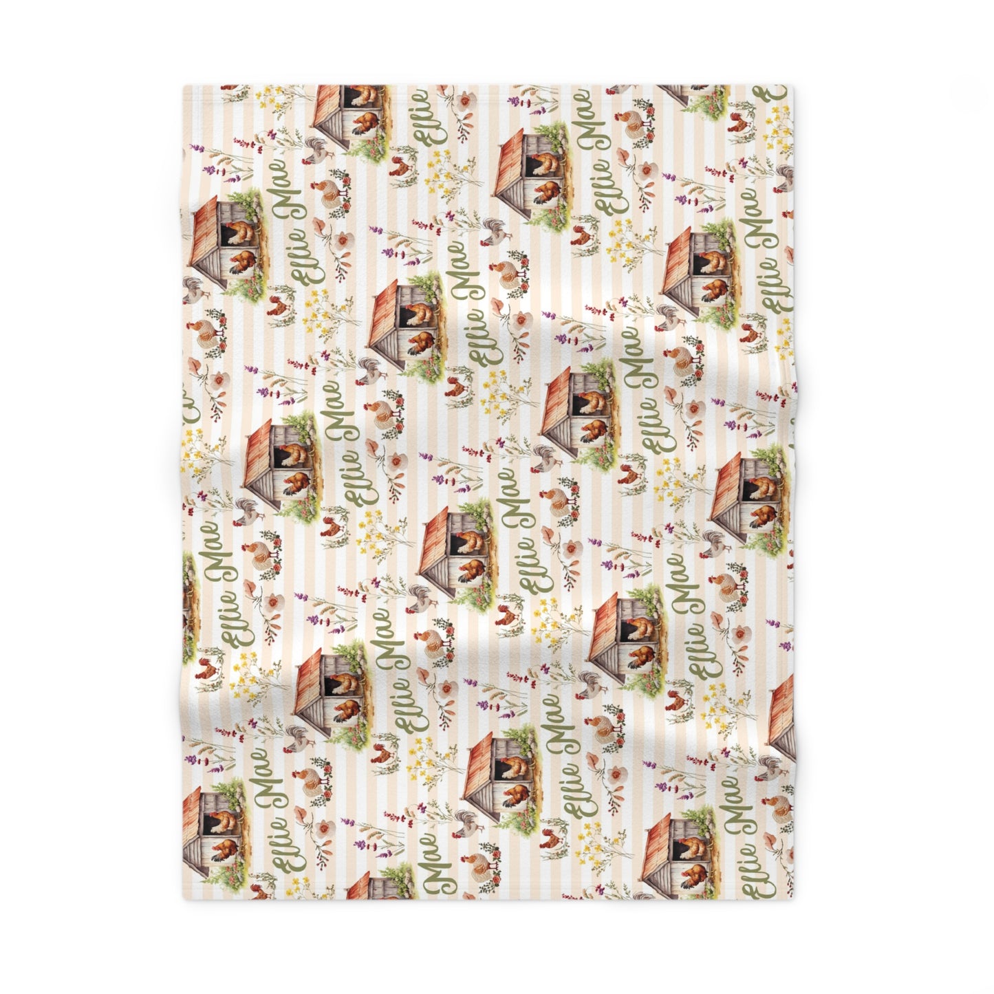 Chicken Coop Charm; Custom Pattern - Soft Fleece Baby Blanket