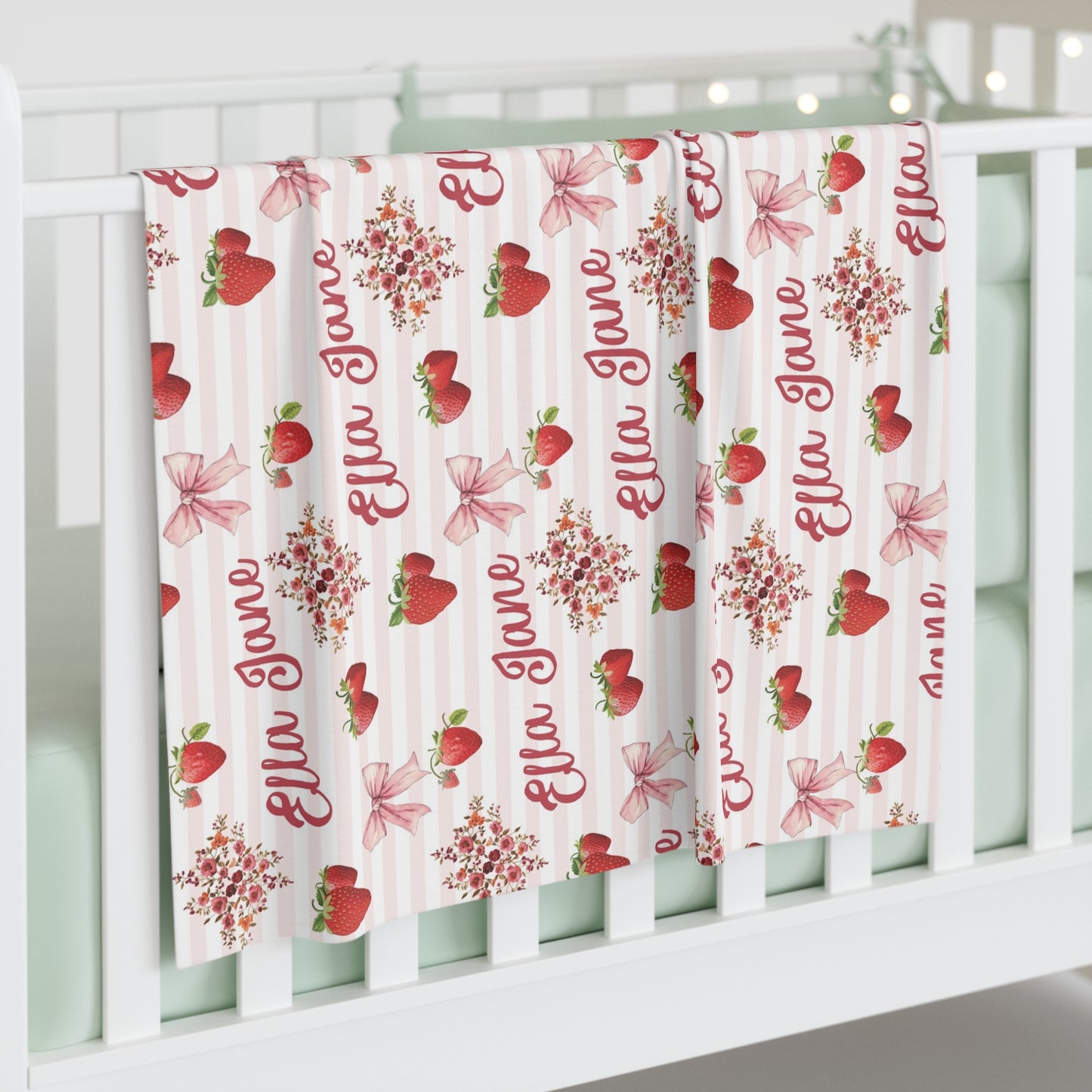 Bountiful Berries and Bows; Custom Pattern - Baby Swaddle Blanket