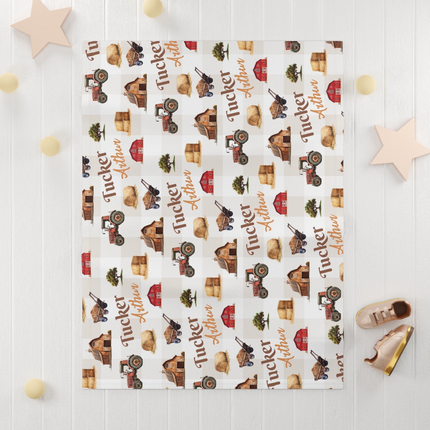 Barnyard Bliss; Custom Pattern - Soft Fleece Baby Blanket