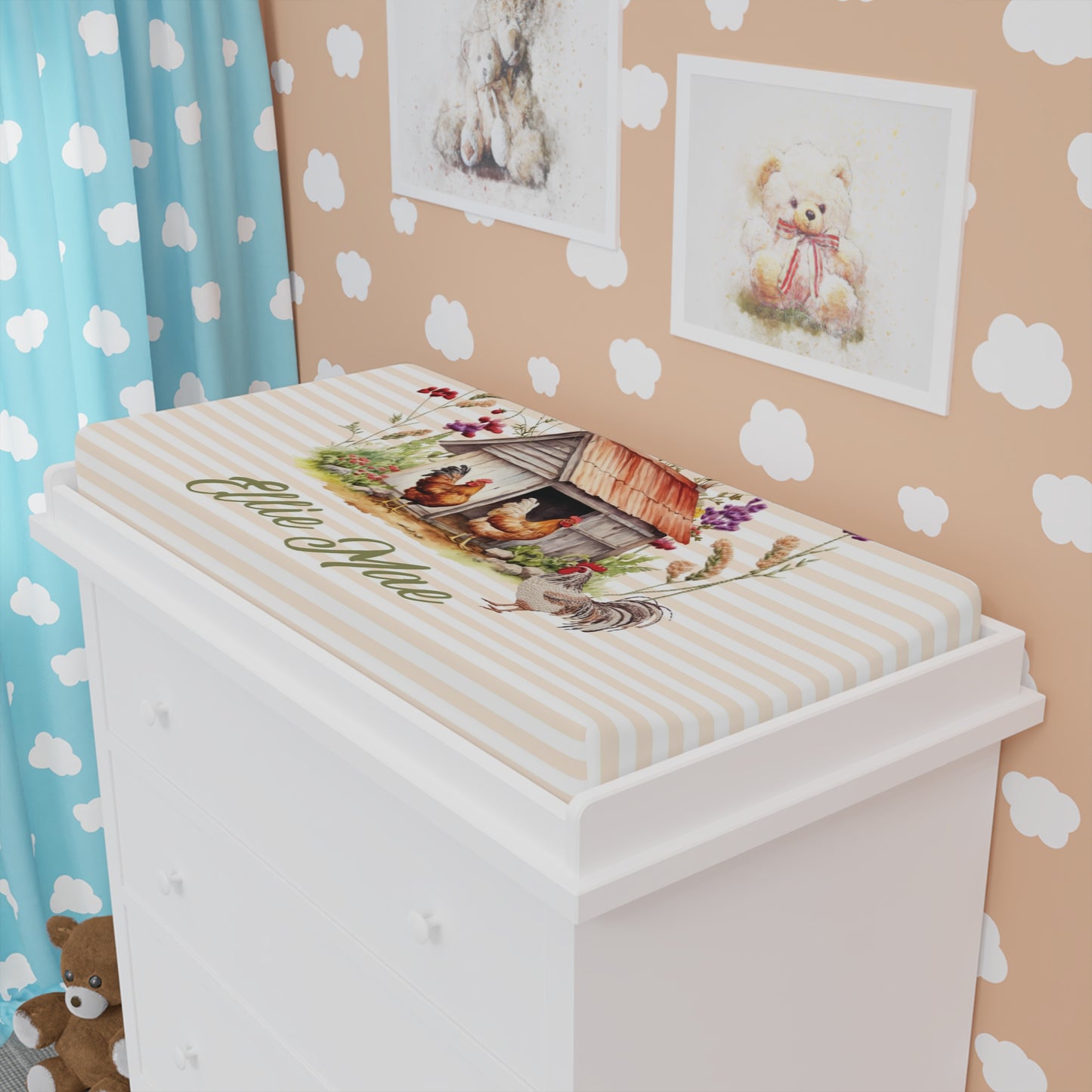 Chicken Coop Charm; Custom - Baby Changing Pad Cover