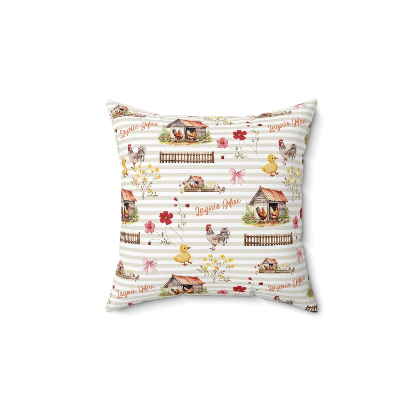 Farmyard Fairytale; Custom Pattern - Spun Polyester Square Pillow