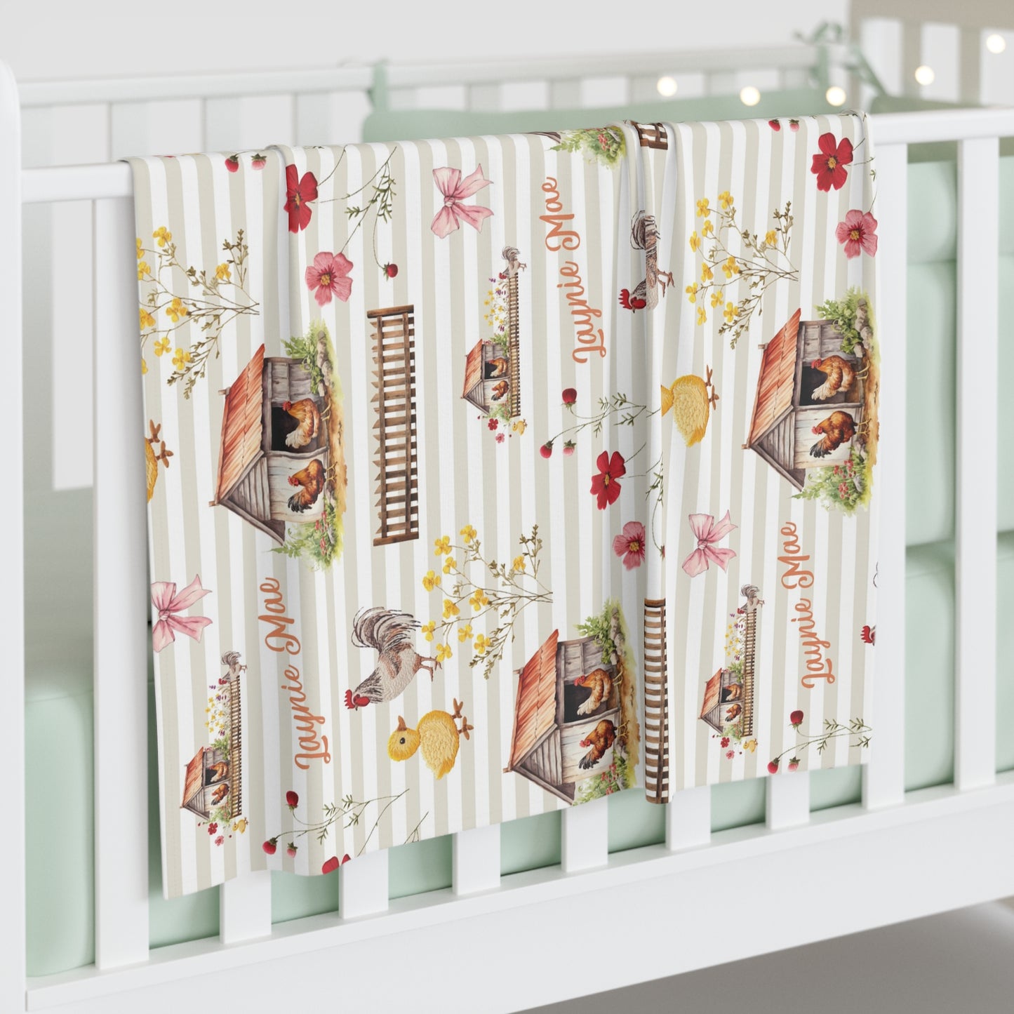 Farmyard Fairytale; Custom Pattern - Baby Swaddle Blanket