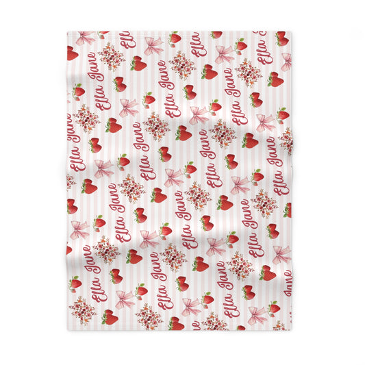 Bountiful Berries and Bows; Custom Pattern - Soft Fleece Baby Blanket