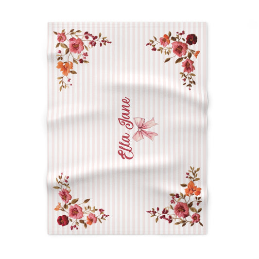 Bountiful Berries and Bows; Custom - Soft Fleece Baby Blanket