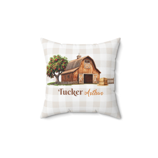 Barnyard Bliss; Custom Printed with Baby's Name  - Spun Polyester Square Pillow